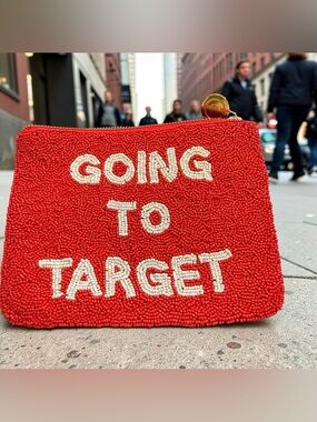 Kate Spade Red Beaded 'GOING TO TARGET' Zip Pouch-NWOT